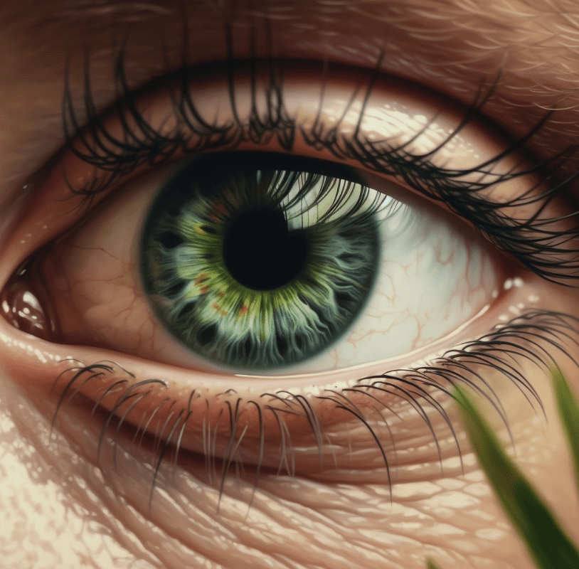 Imagen creada por IA. Primer plano de un ojo con el iris detallado